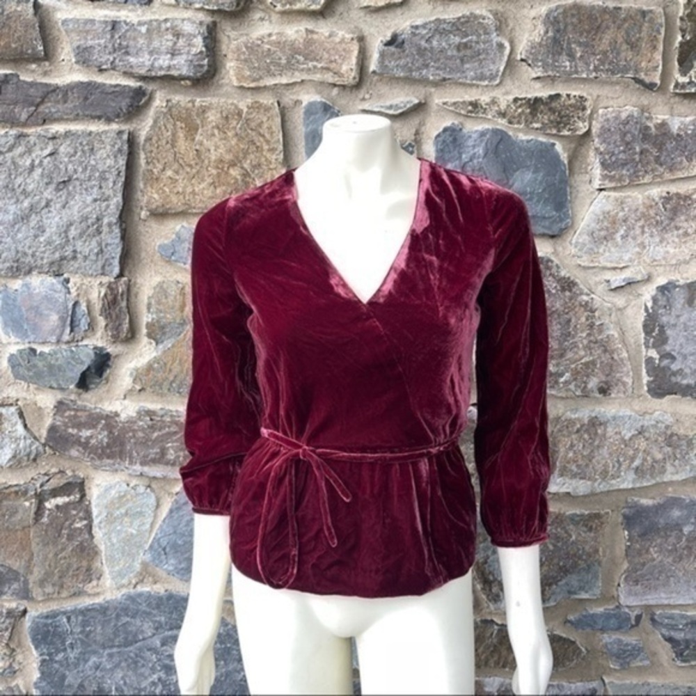 NWT J. Crew Faux Wrap Top Draped Velvet J4962